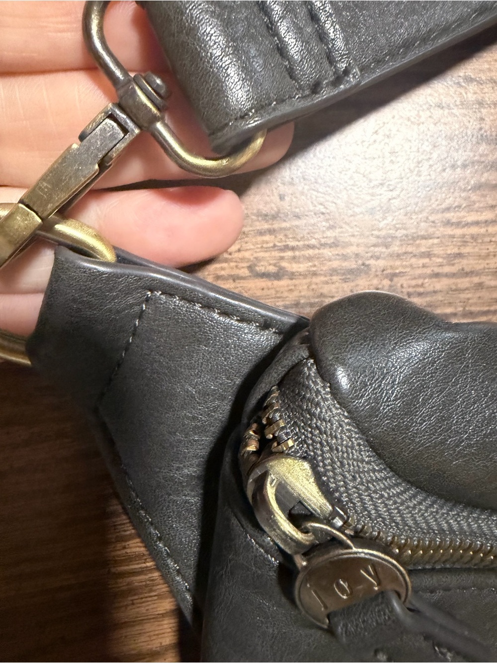 Joy Joy Black Crossbody Bag with Brass Hardware